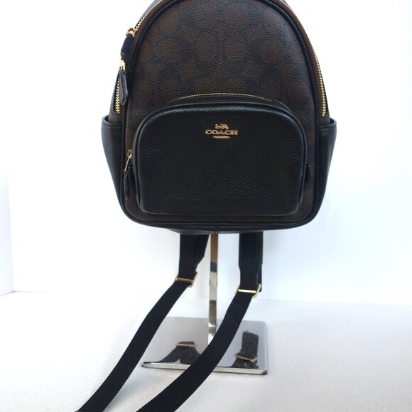 COACH mini Court signature canvas backpack brown and black C8604 EUC - Picture 4 of 13